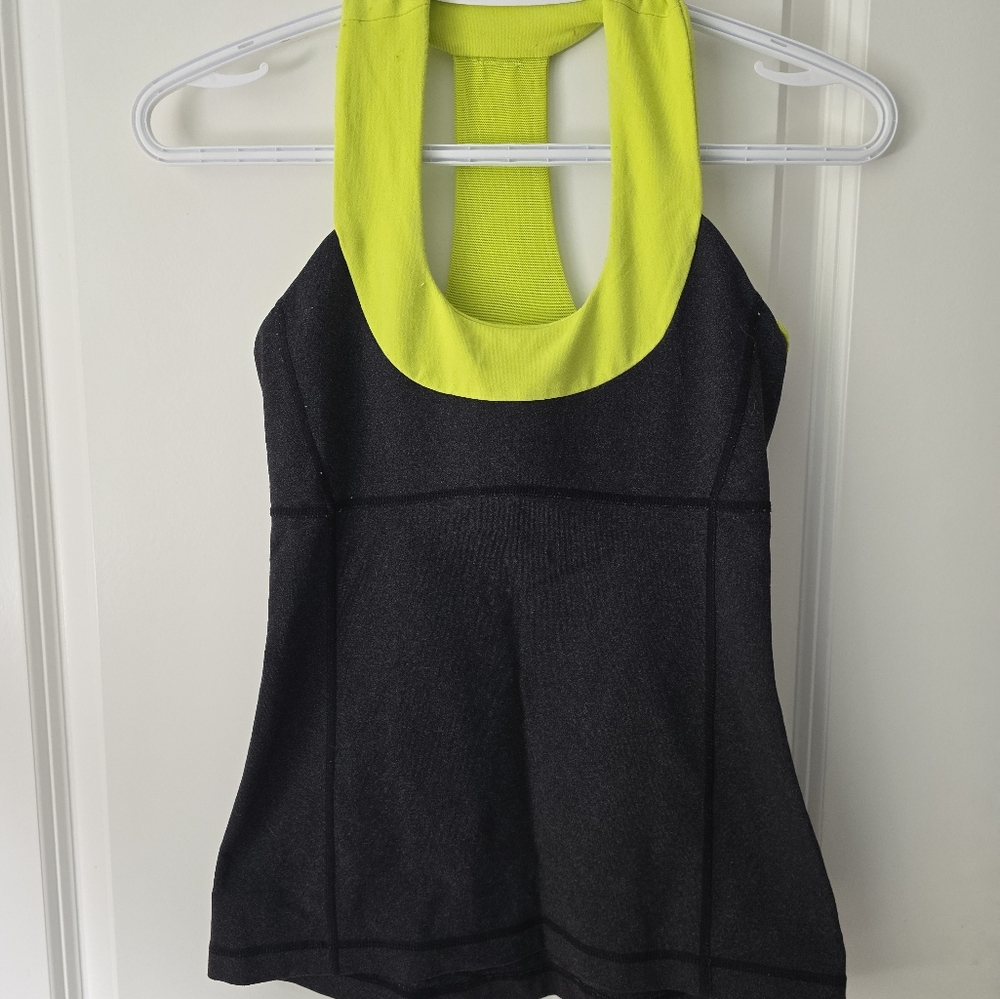Lululemon Athletica Black and Yellow Fitted Cut Out Bodysuit